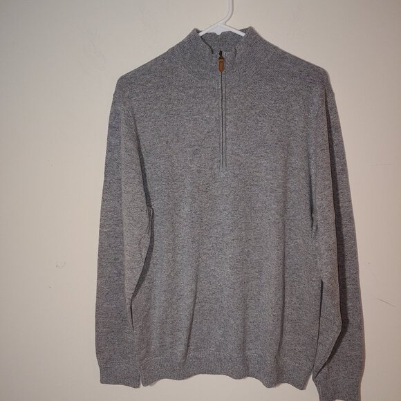 Neiman Marcus 100% Cashmere Quarter-Zip Sweater Size L/XL Grey